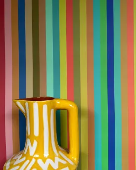 1cm Wide multi Stripe Wallpaper - Multi Bright