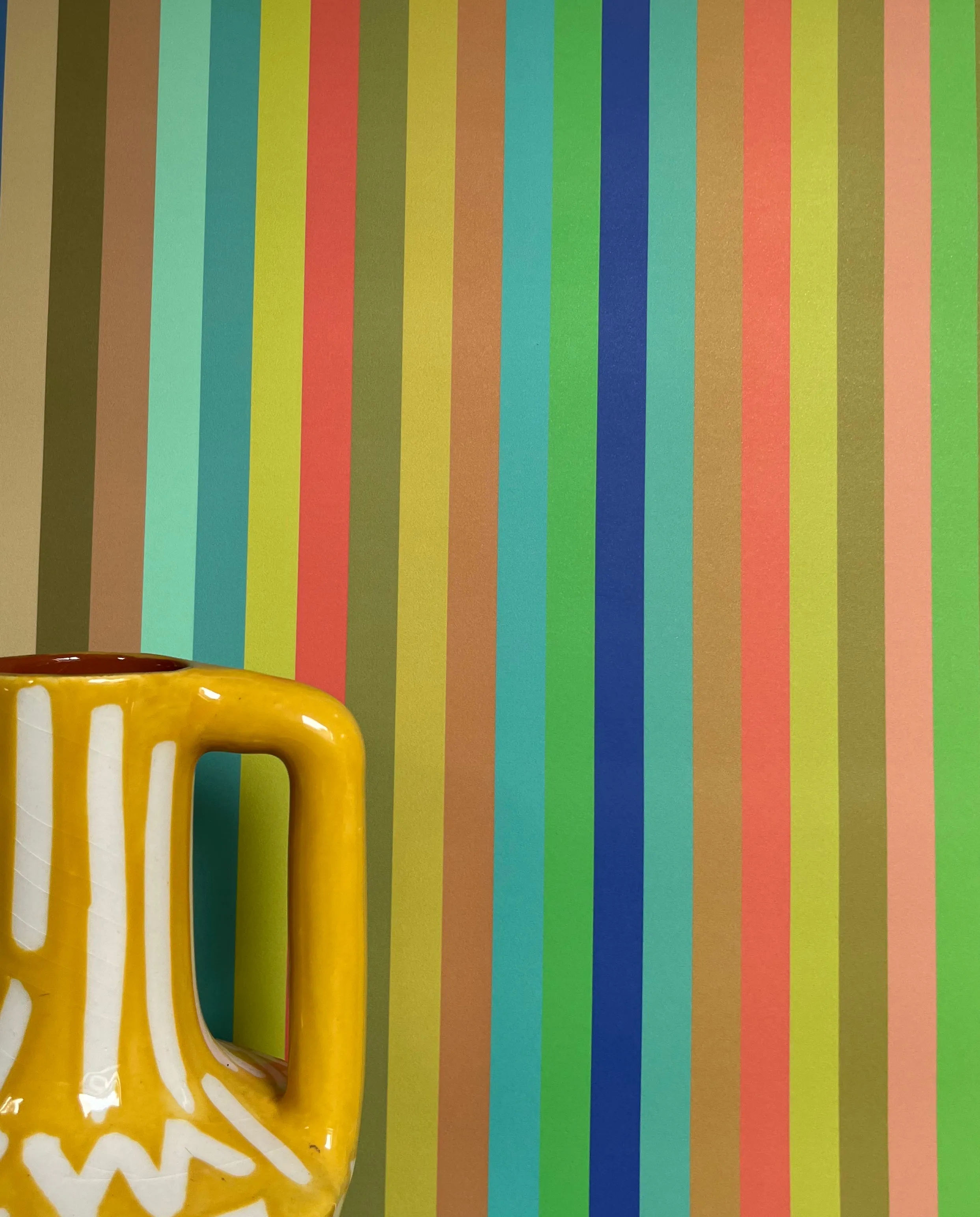 1cm Wide multi Stripe Wallpaper - Multi Bright