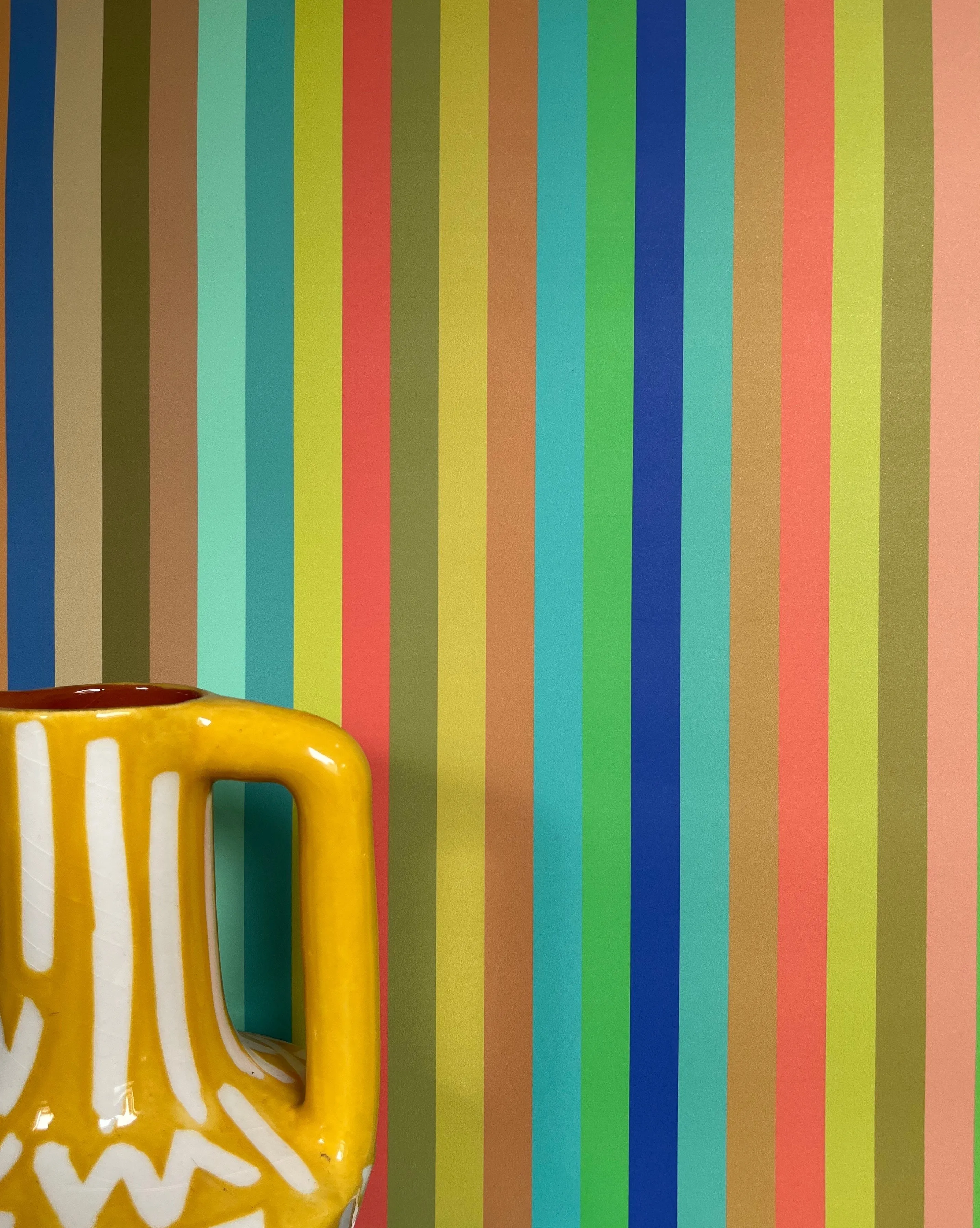 1cm Wide multi Stripe Wallpaper - Multi Bright