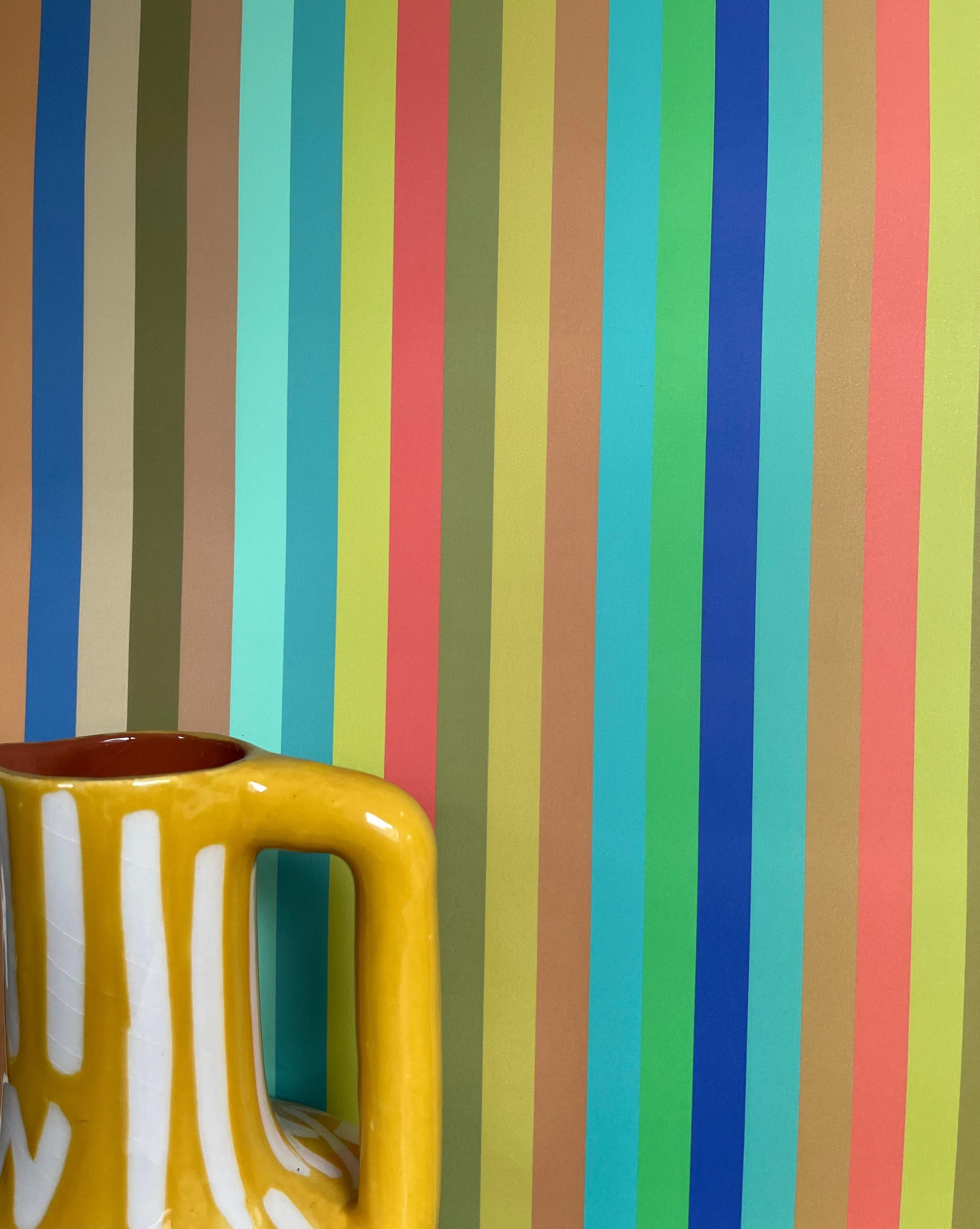 1cm Wide multi Stripe Wallpaper - Multi Bright