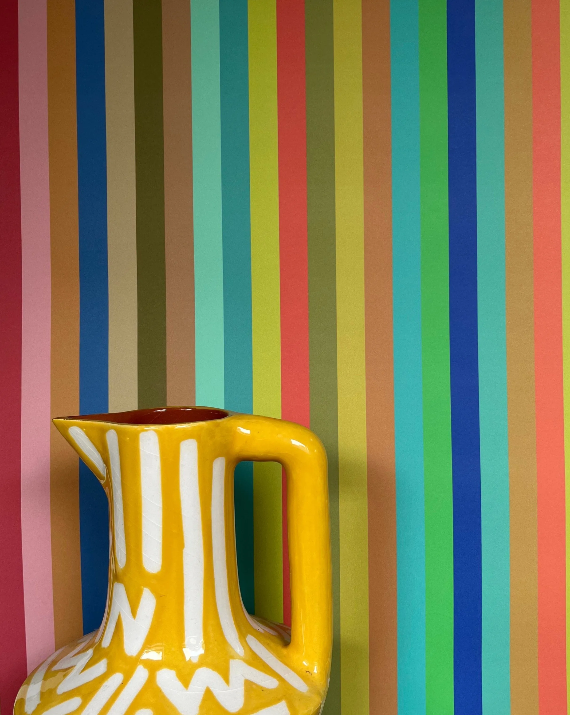 1cm Wide multi Stripe Wallpaper - Multi Bright