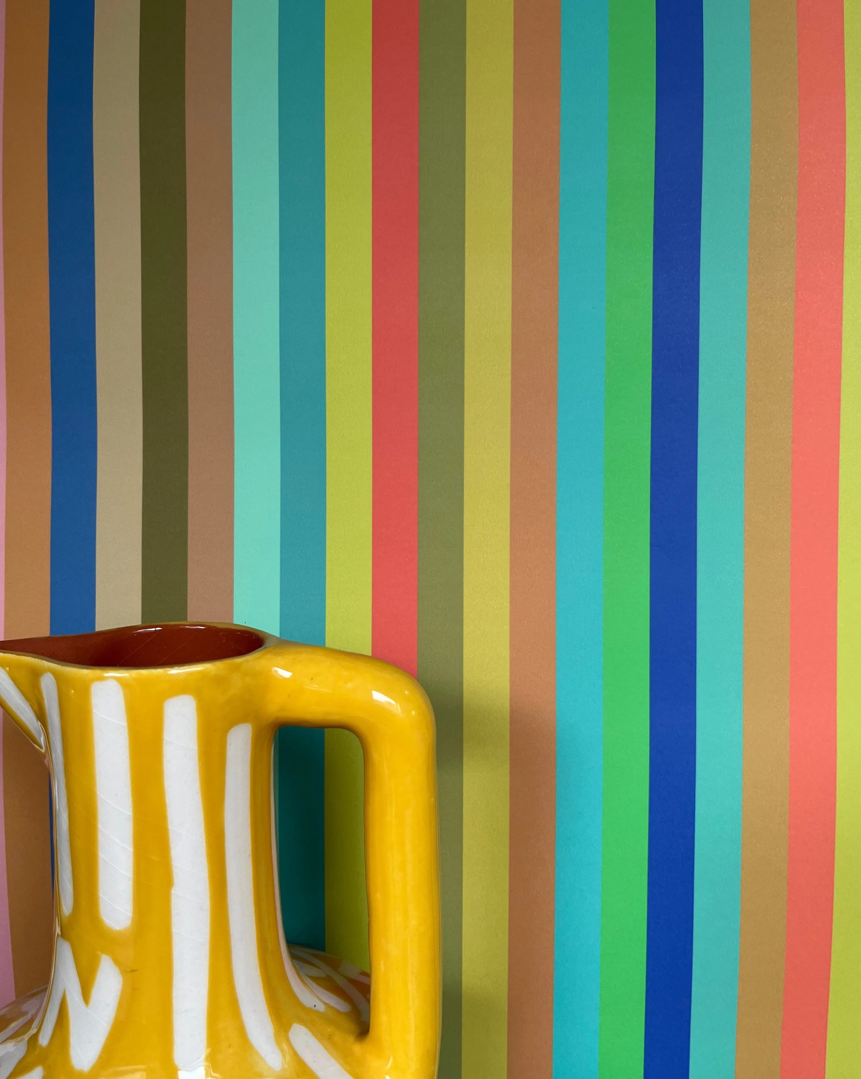 1cm Wide multi Stripe Wallpaper - Multi Bright