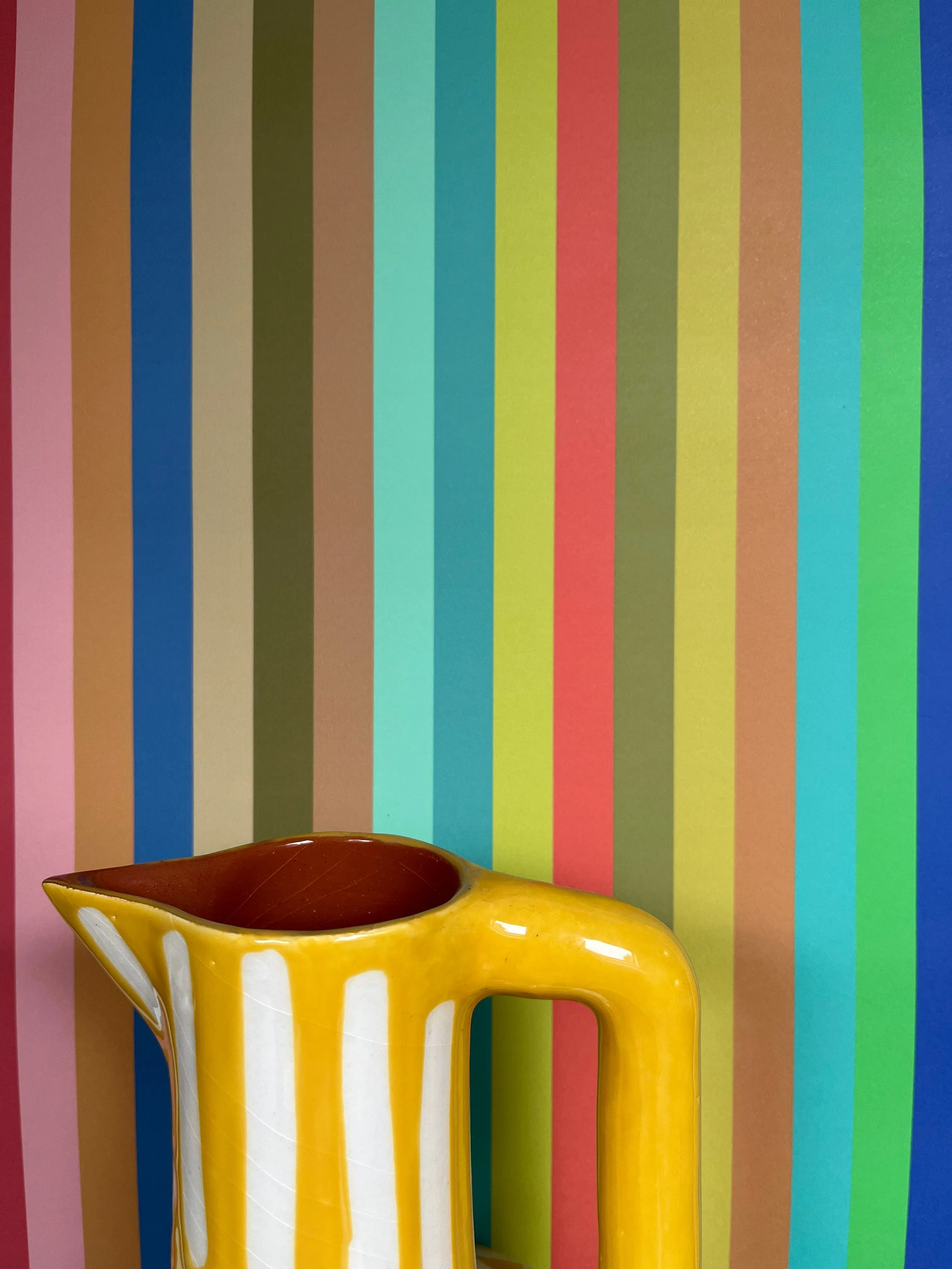 1cm Wide multi Stripe Wallpaper - Multi Bright