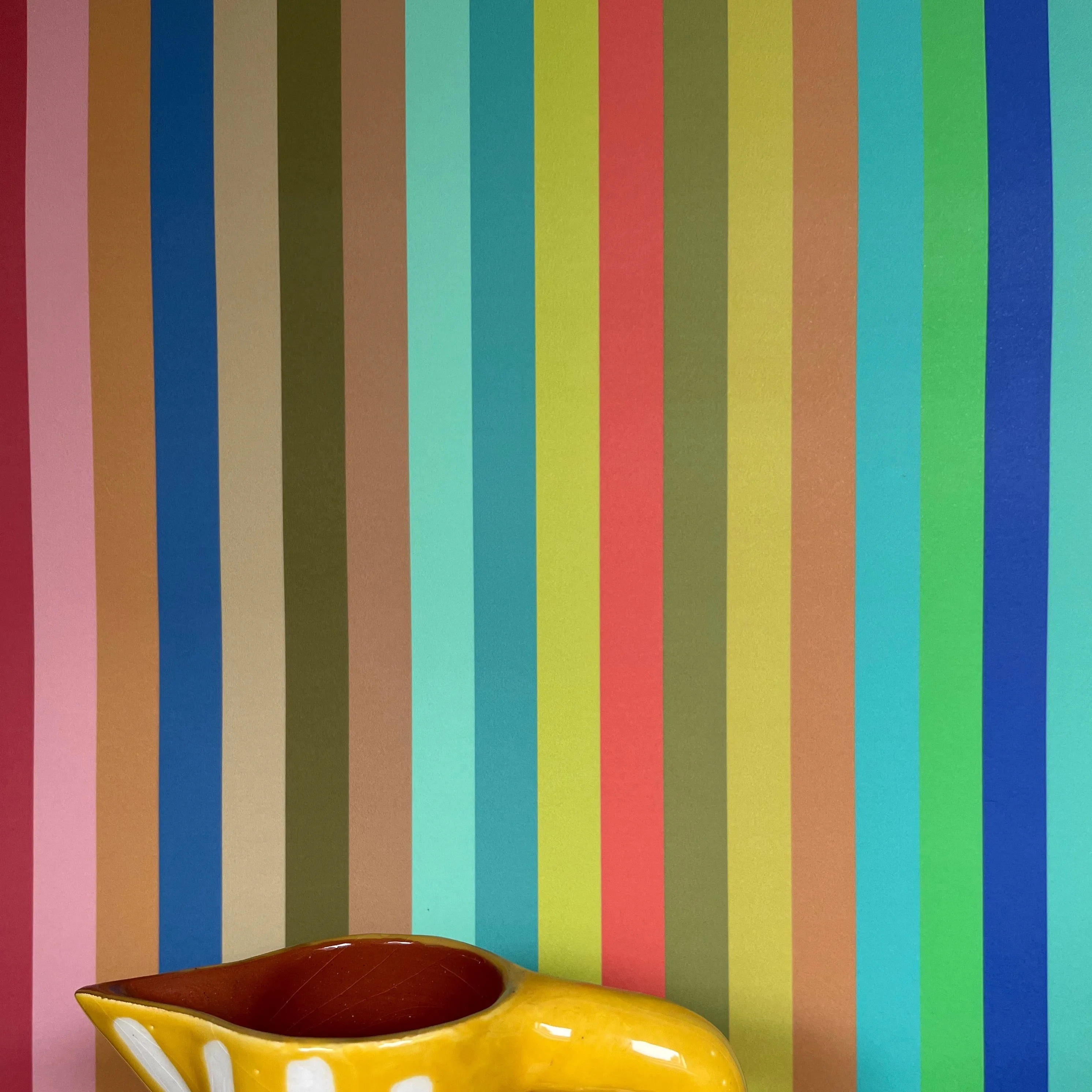 1cm Wide multi Stripe Wallpaper - Multi Bright