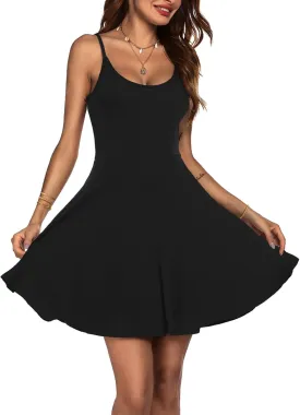 ACEVOG Women's 2025 Summer Dress Adjustable Spaghetti Strap Boho Floral Fit & Flare Beach Sundress