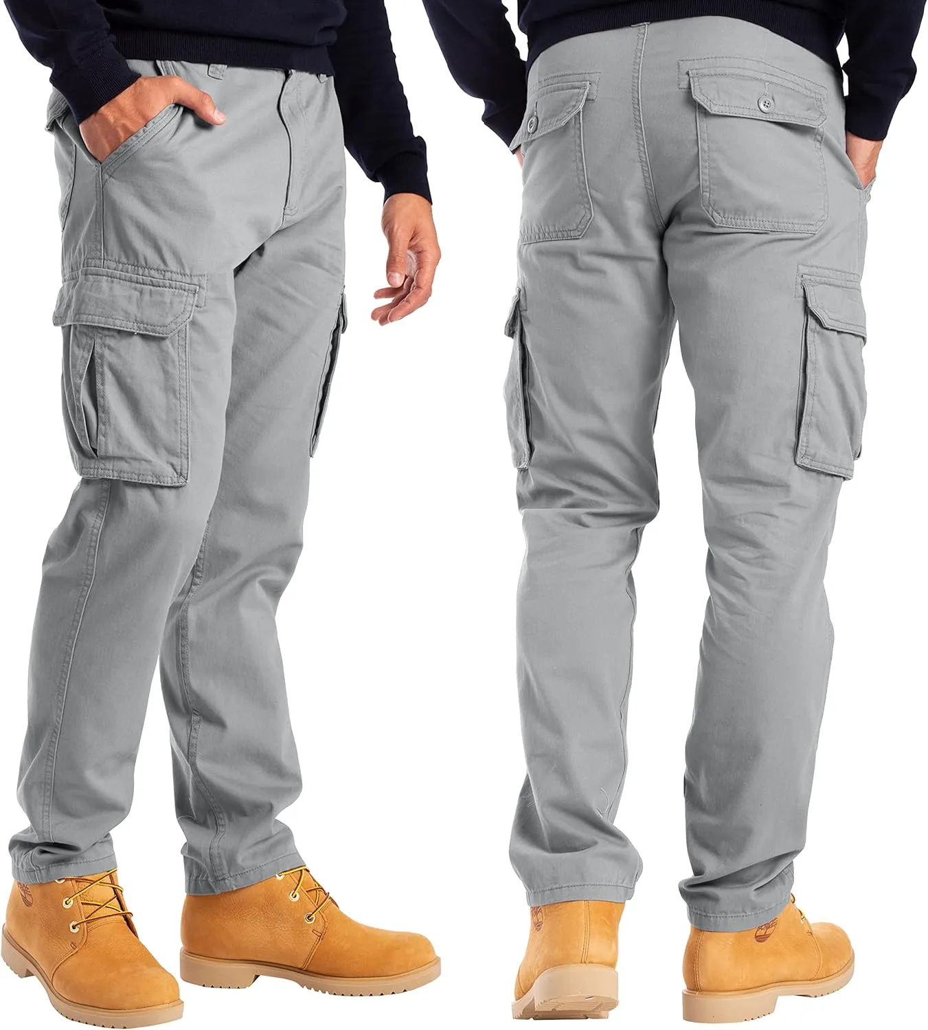 Alamo Mens Slim Fit Cargo Pants - 100% Cotton Heavy Duty Cargo Work Pants for Men