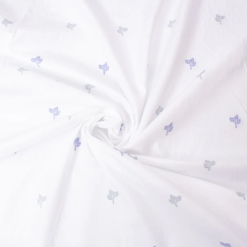 Blue & Grey Gingham Floral Superfine Cotton