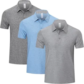 Cimic 3 Pack Polo Shirts for Men Short Sleeve Tennis Quick Dry Performanc Golf Moisture Wicking Athletic Collar Tops