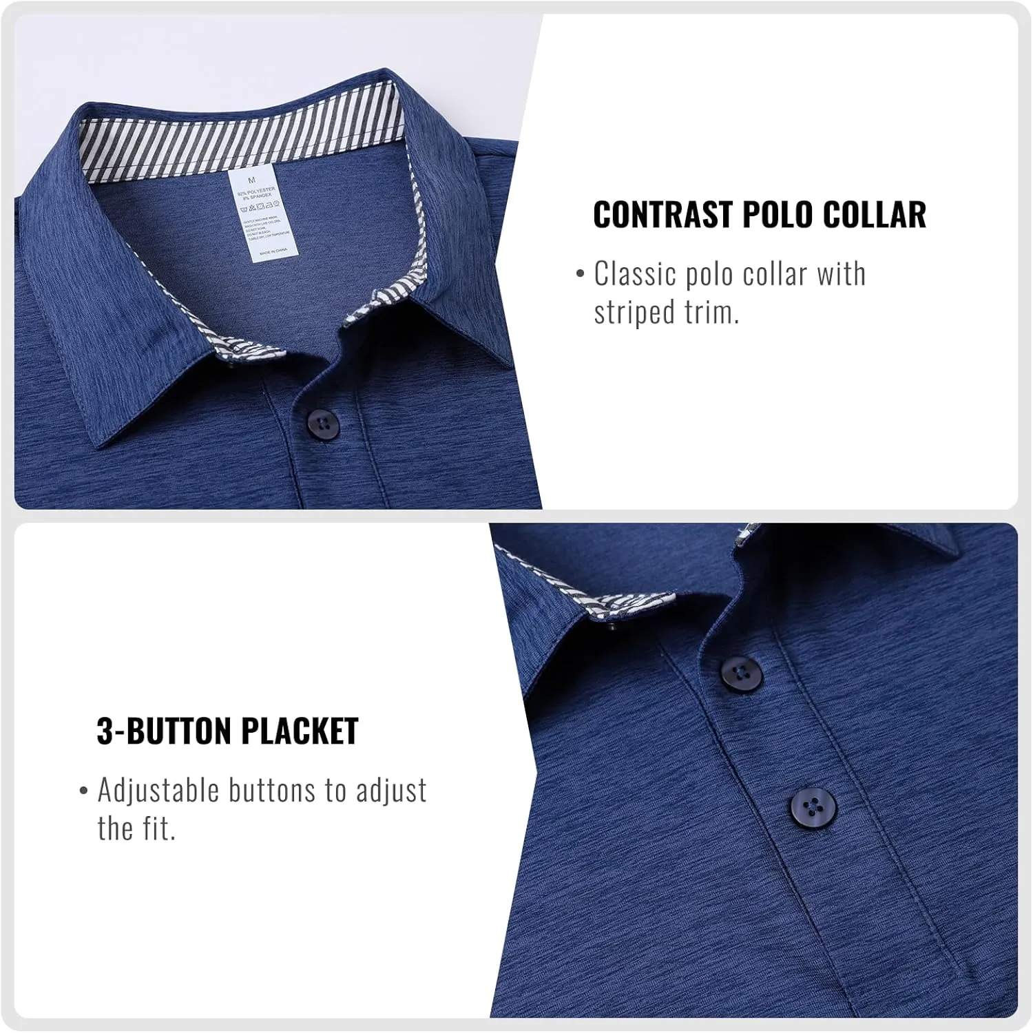 Cimic 3 Pack Polo Shirts for Men Short Sleeve Tennis Quick Dry Performanc Golf Moisture Wicking Athletic Collar Tops