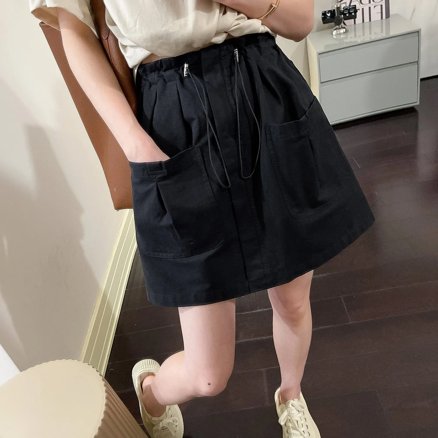 Drawstring cargo skirt (ready stock in green (XL)/ 4 colours)