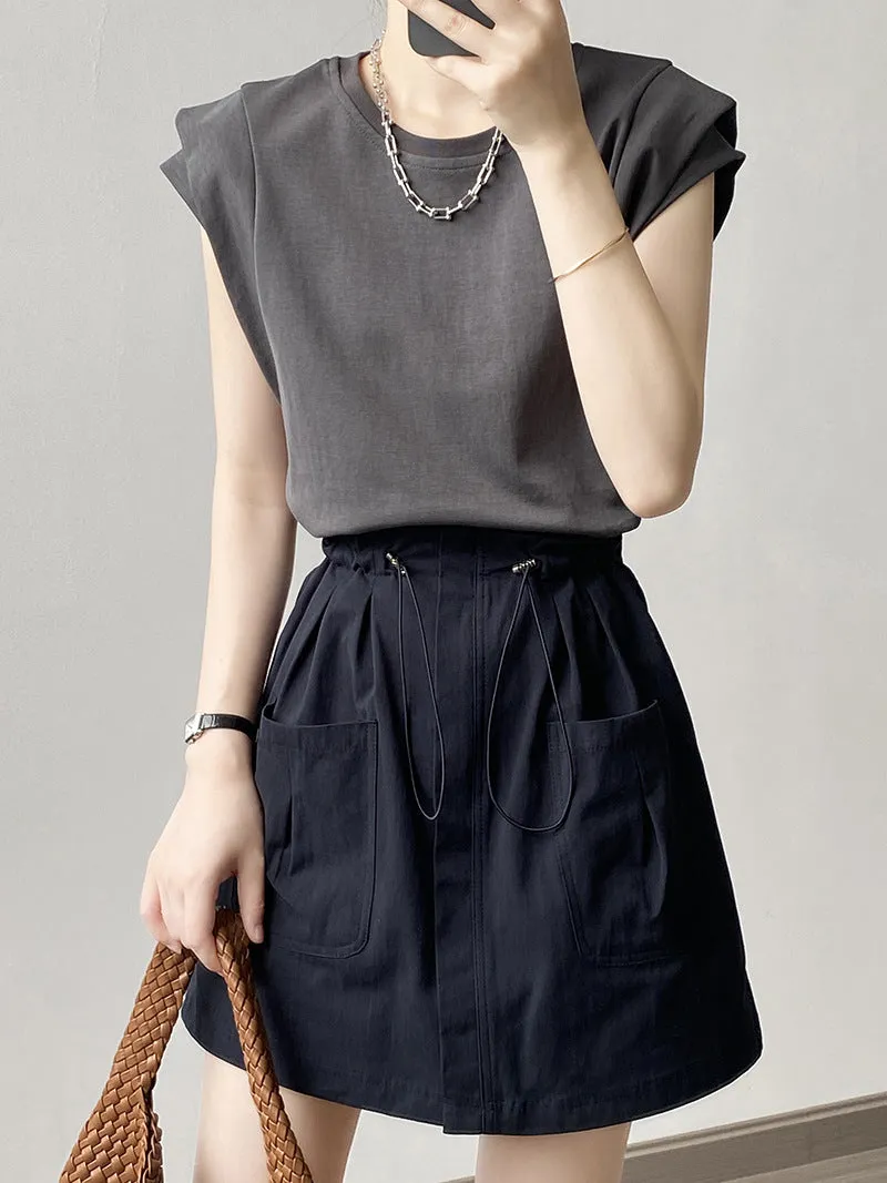 Drawstring cargo skirt (ready stock in green (XL)/ 4 colours)
