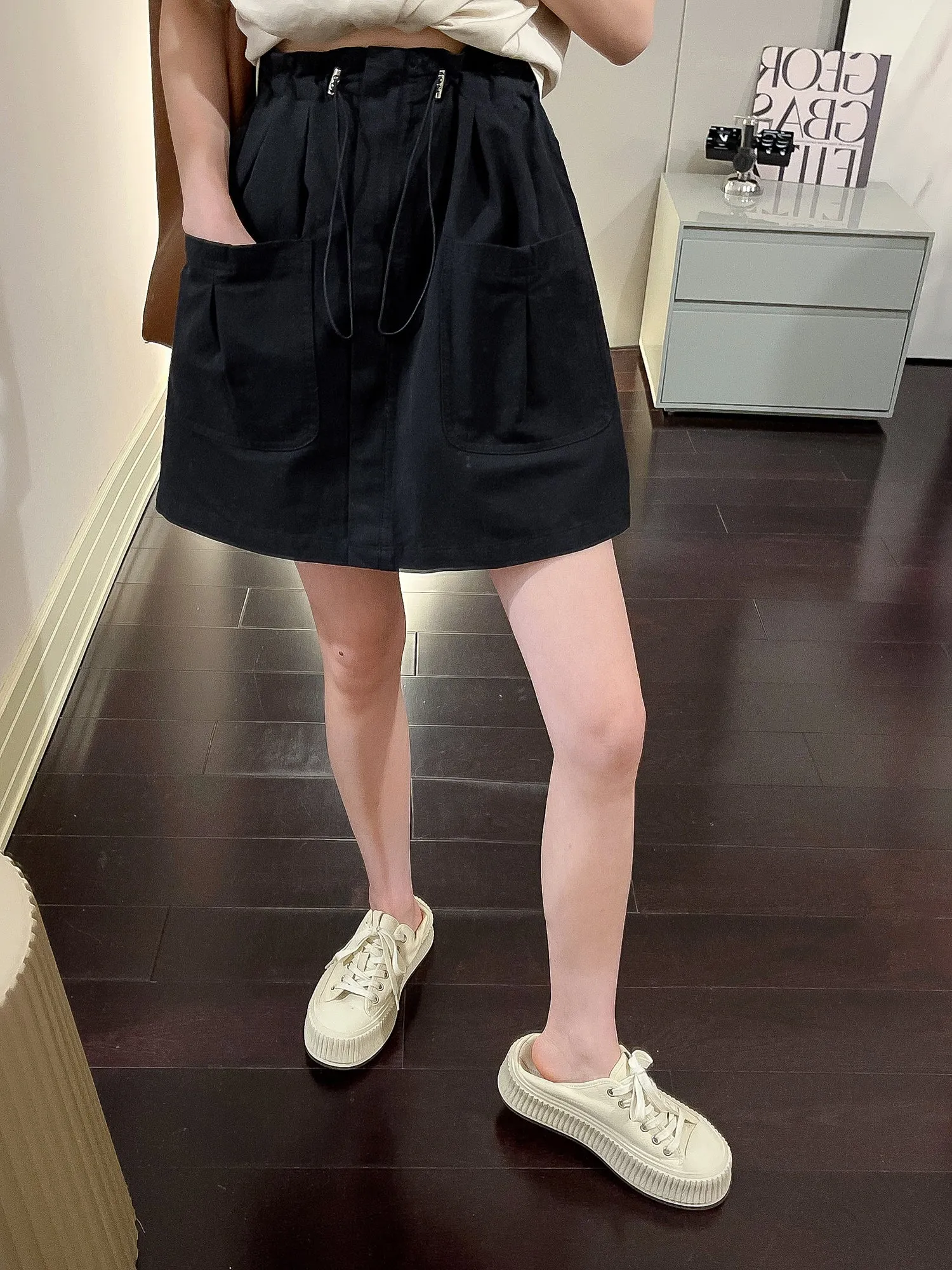 Drawstring cargo skirt (ready stock in green (XL)/ 4 colours)