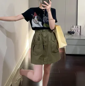 Drawstring cargo skirt (ready stock in green (XL)/ 4 colours)