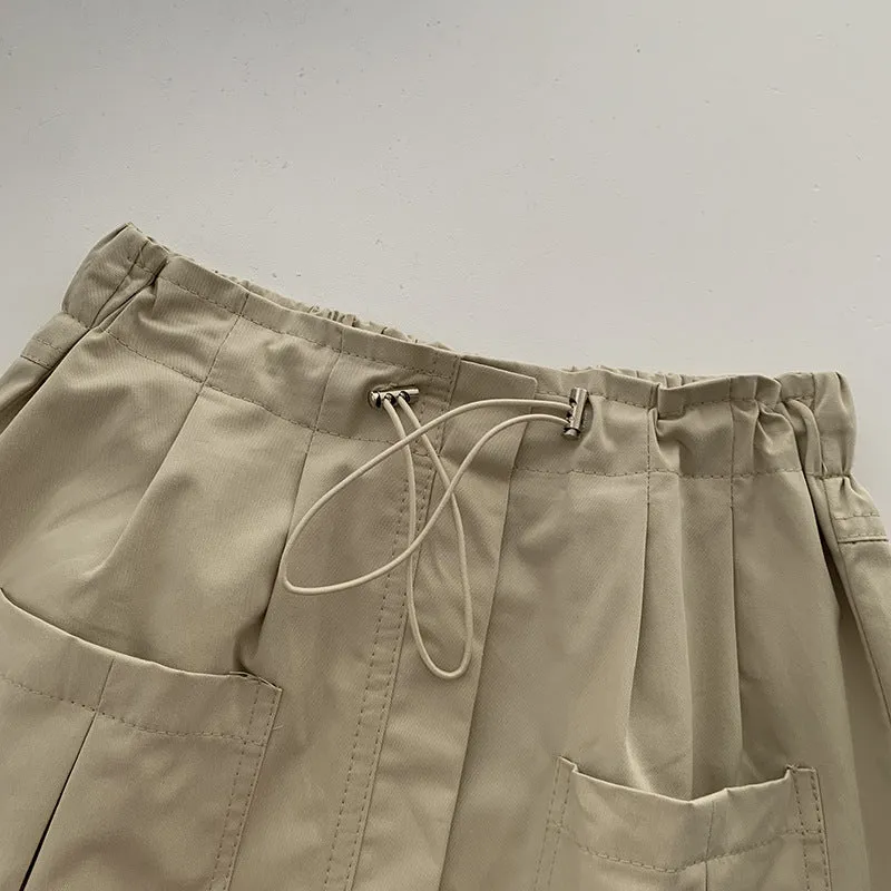 Drawstring cargo skirt (ready stock in green (XL)/ 4 colours)