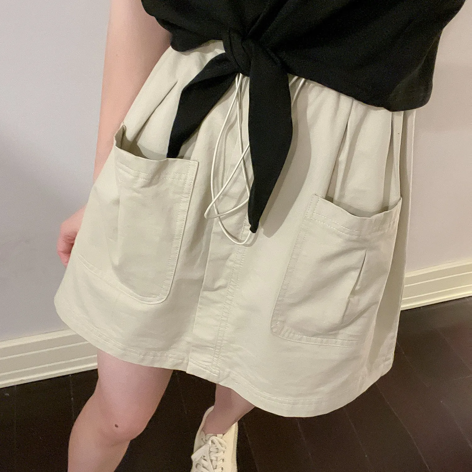 Drawstring cargo skirt (ready stock in green (XL)/ 4 colours)