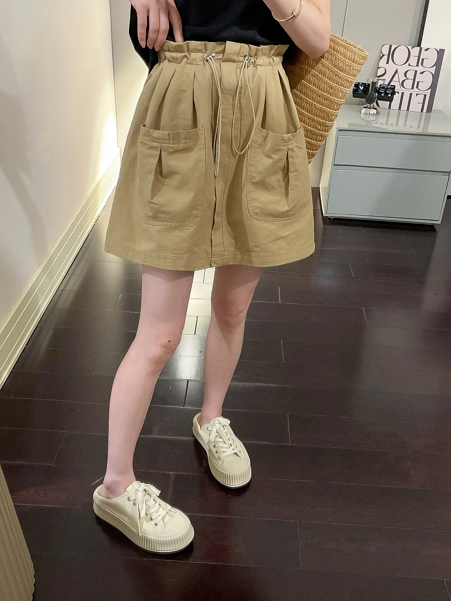 Drawstring cargo skirt (ready stock in green (XL)/ 4 colours)
