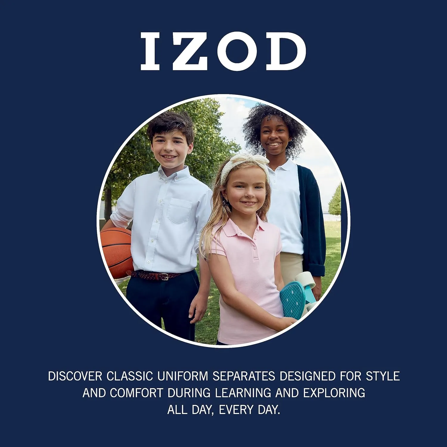 IZOD Girls' School Uniform Adaptive Short Sleeve Polo Shirt, Velcro Closure & Faux Buttons, Comfortable Interlock Fabric