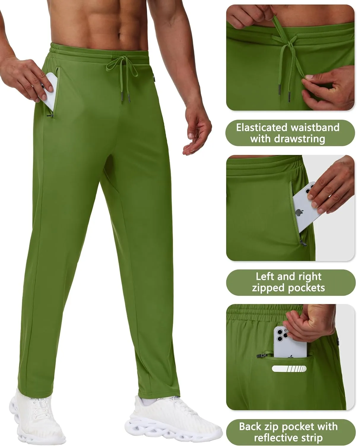 Men's 30" 34" 36" Tall Sweatpants - Lightweight Athletic Workout Running Traning Track Joggers Pants with Zipper Pocket