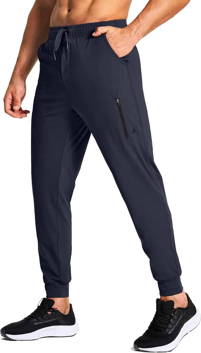 Men's Athletic Joggers Stretch Sweatpants with Zipper Pockets Running Workout Gym Track Golf Pants for Men