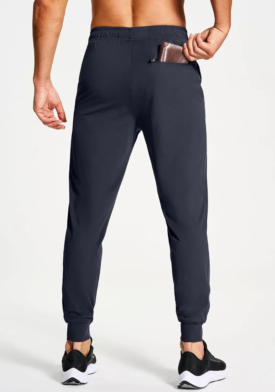Men's Athletic Joggers Stretch Sweatpants with Zipper Pockets Running Workout Gym Track Golf Pants for Men