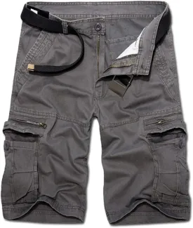 Men's Lightweight Multi Pocket Casual Outdoor Twill Cargo Shorts with Zipper Pockets with 8 Pockets No Belt