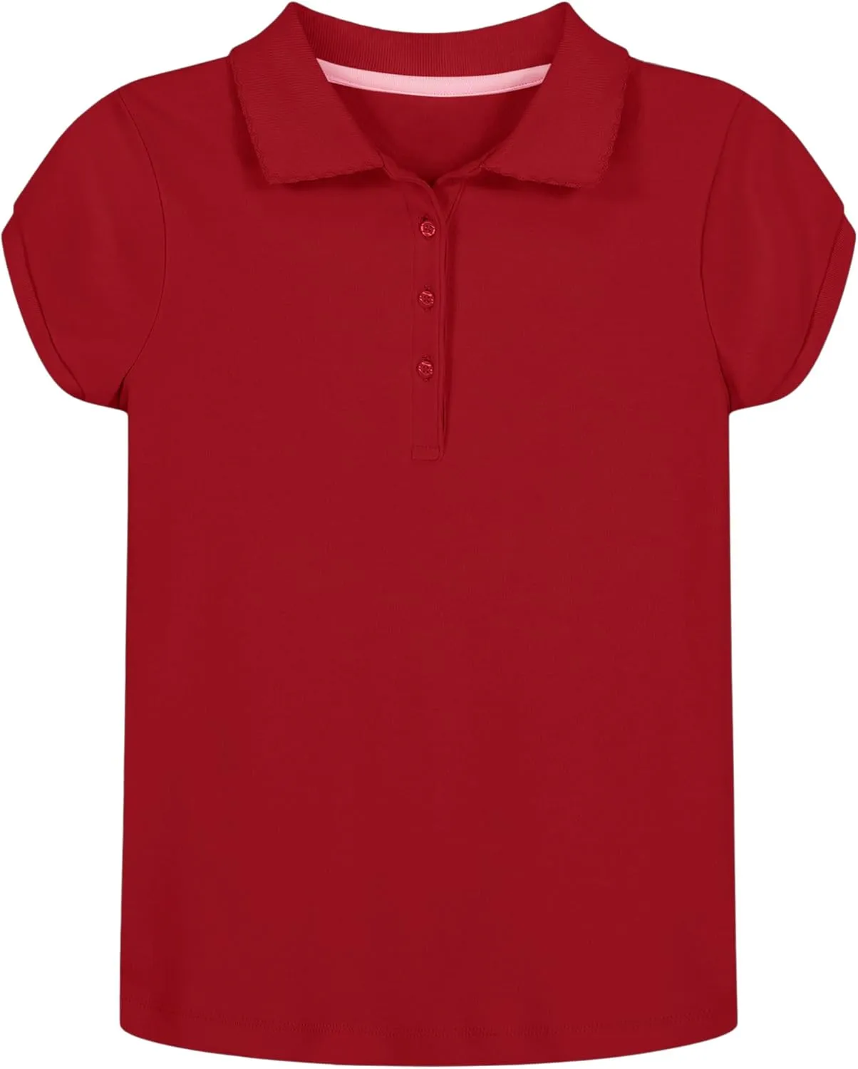 Nautica Girls' School Uniform Short Sleeve Polo Shirt, Button Closure, Soft Pique Fabric