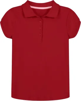 Nautica Girls' School Uniform Short Sleeve Polo Shirt, Button Closure, Soft Pique Fabric