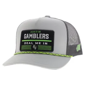 "Austin Gamblers" Grey Hat w/Black/White & Neon Green Patch