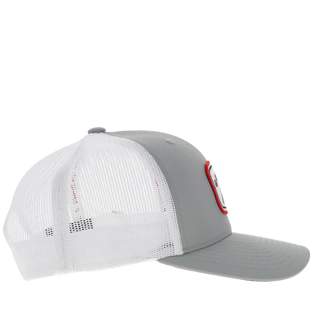 "Gruene Hall" Hat Grey/ White w/Red & Navy Patch