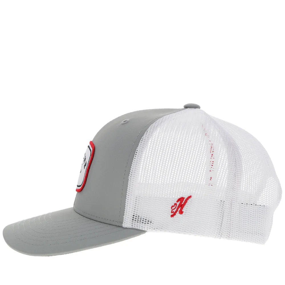"Gruene Hall" Hat Grey/ White w/Red & Navy Patch