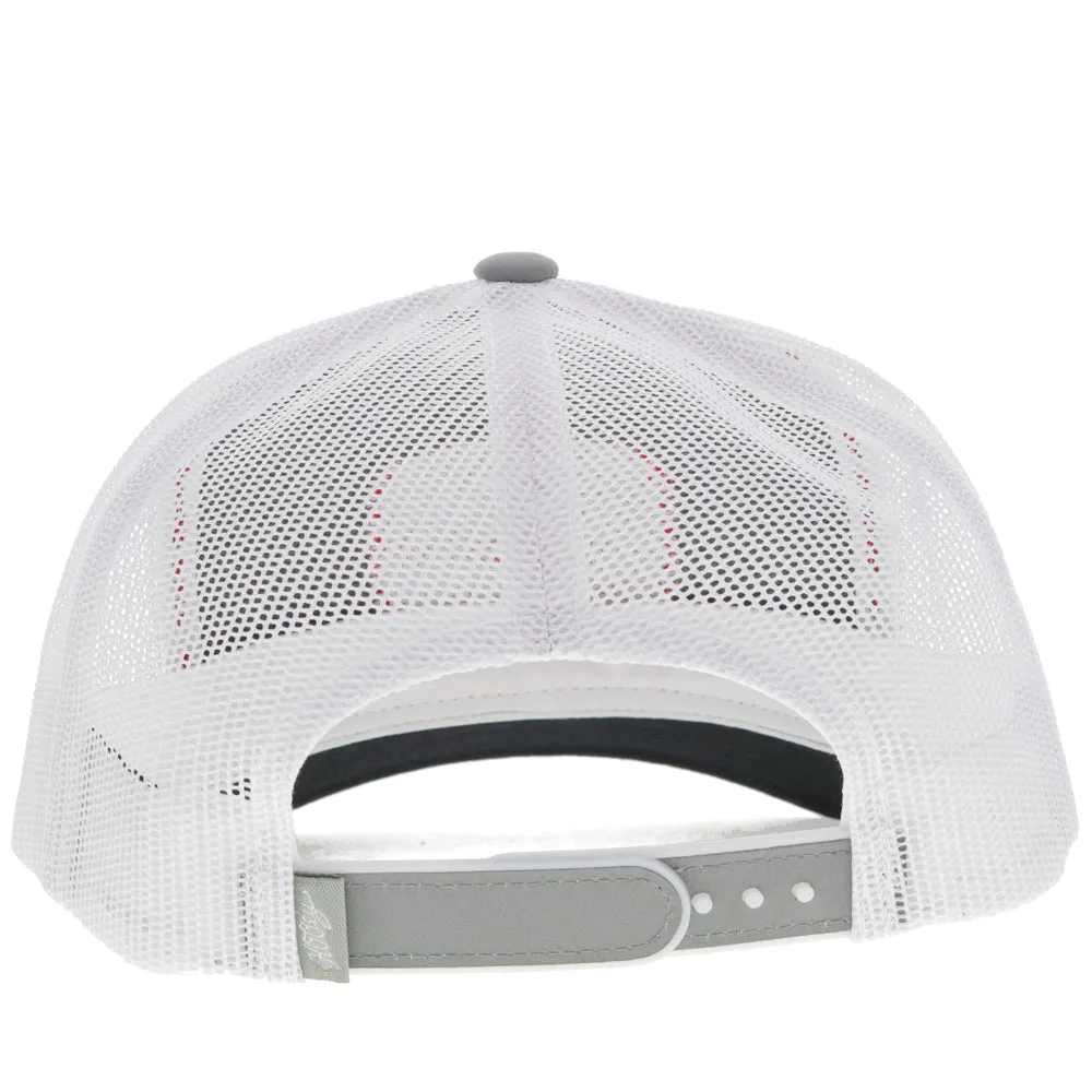 "Gruene Hall" Hat Grey/ White w/Red & Navy Patch