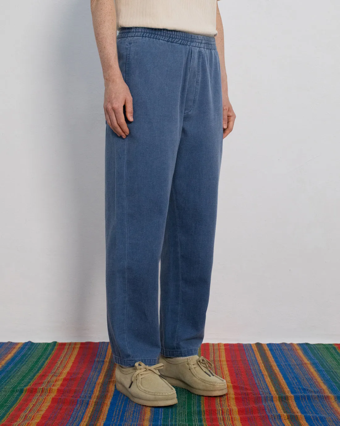 Recycled Denim Wide Unisex Pant Blue