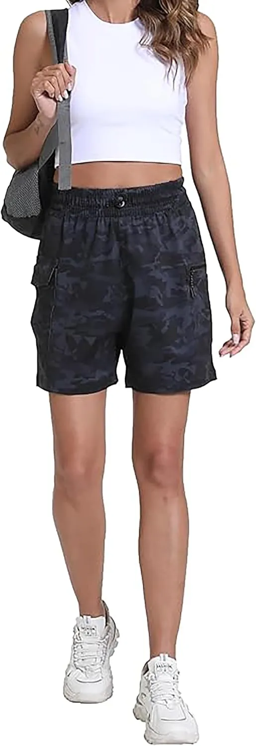 Rrosseyz Women's Hiking Cargo Shorts with Pockets Quick Dry Athletic Gym for Women Exercise Lounge