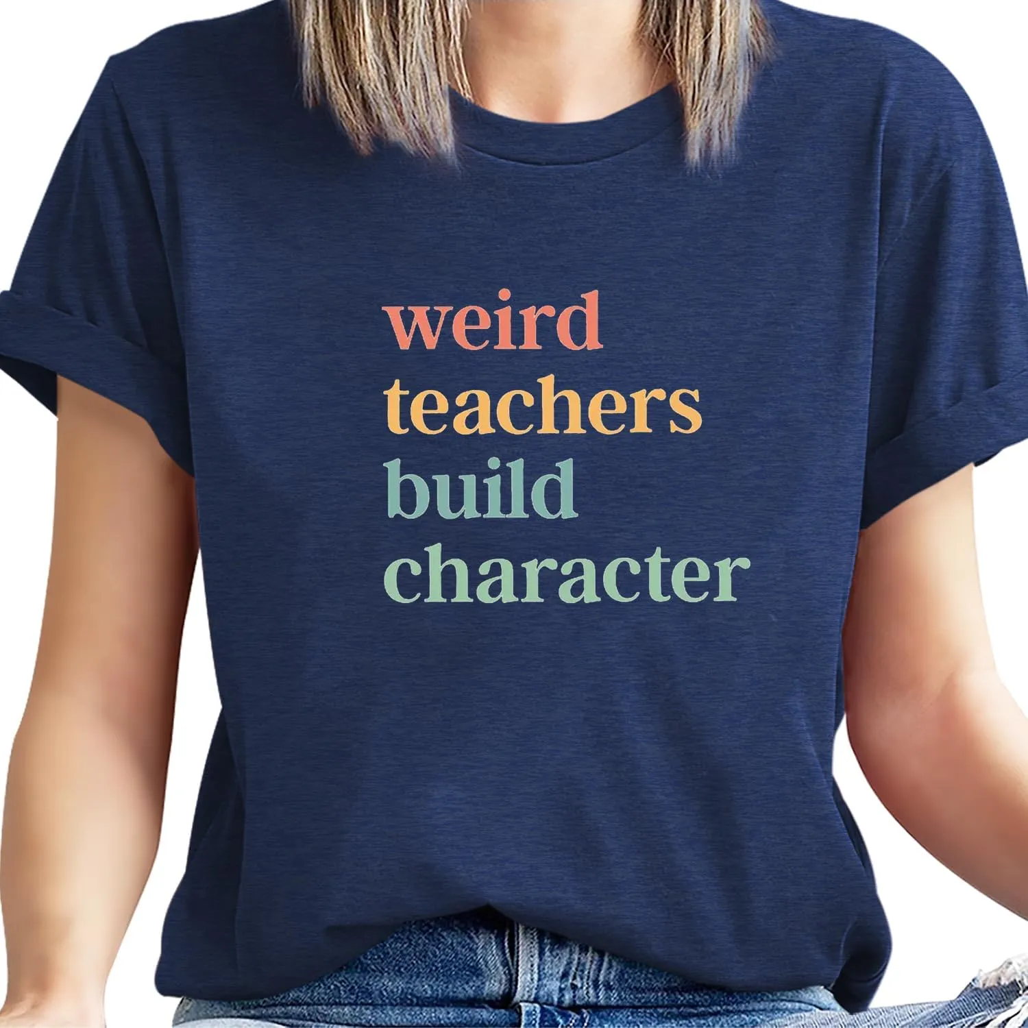 Teacher Shirts for Women Weird Teachers Build Character Shirt Teacher Appreciation Gift Tee Short Sleeve Tops