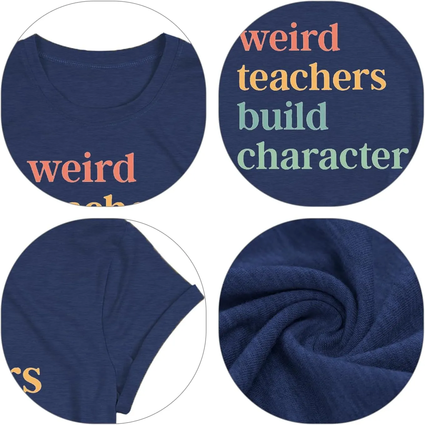 Teacher Shirts for Women Weird Teachers Build Character Shirt Teacher Appreciation Gift Tee Short Sleeve Tops