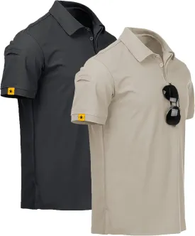V VALANCH Polo Shirts for Men 2 Pack Golf Shirts Short Sleeve Collared Tennis T-Shirt Work Polos