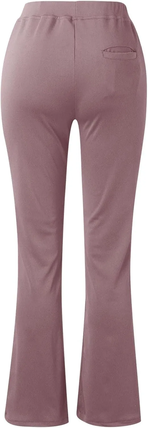 Womens Bootcut Dress Pants Business Casual Work Pants with Pockets Stretchy High Waist Trousers Pull On Office Slacks