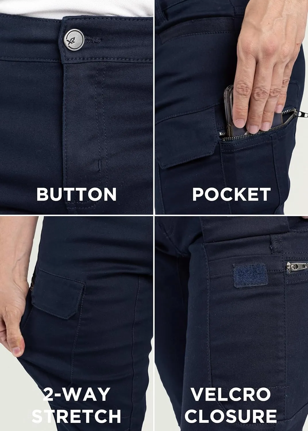 X RAY Men's Stretch Cargo Pants, Casual Flex Hiking Multi-Pocket Tactical Work Slim Fit Cargo Pants for Men