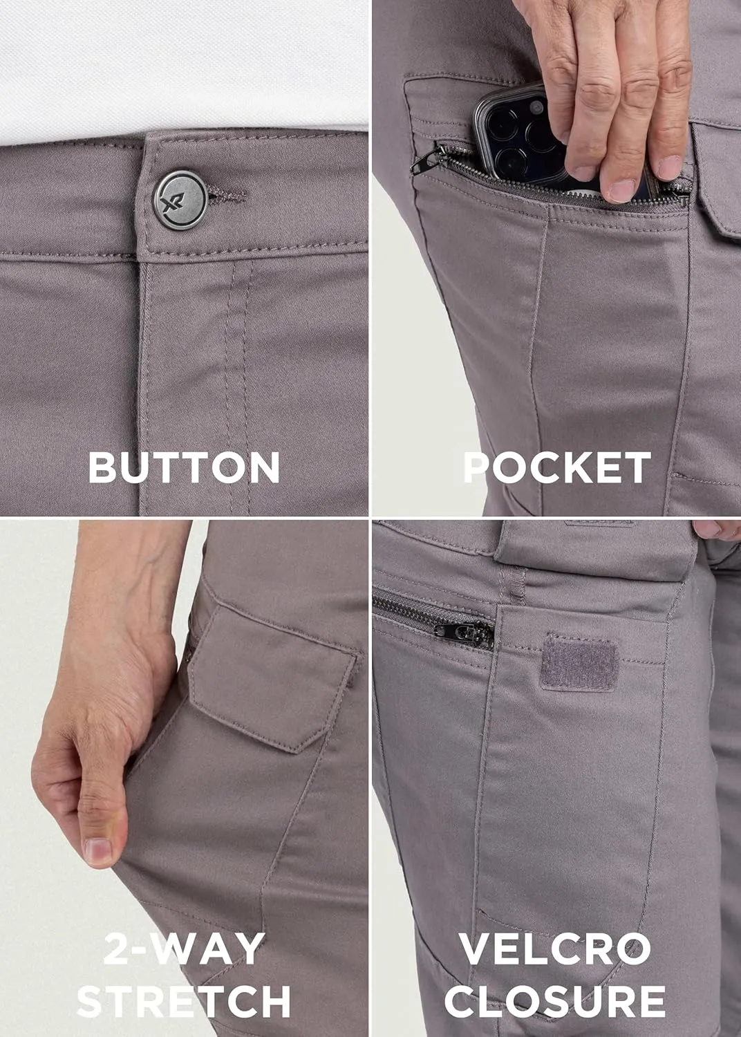 X RAY Men's Stretch Cargo Pants, Casual Flex Hiking Multi-Pocket Tactical Work Slim Fit Cargo Pants for Men