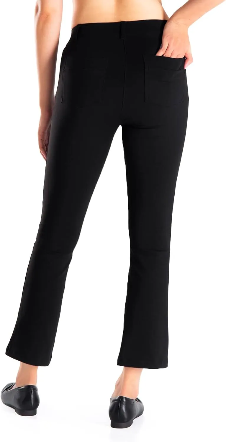 Yogipace,Belt Loops,Women's Petite/Regular/Tall Flare Cropped Yoga Dress Pants Capris Stretchy Work Ankle Pant