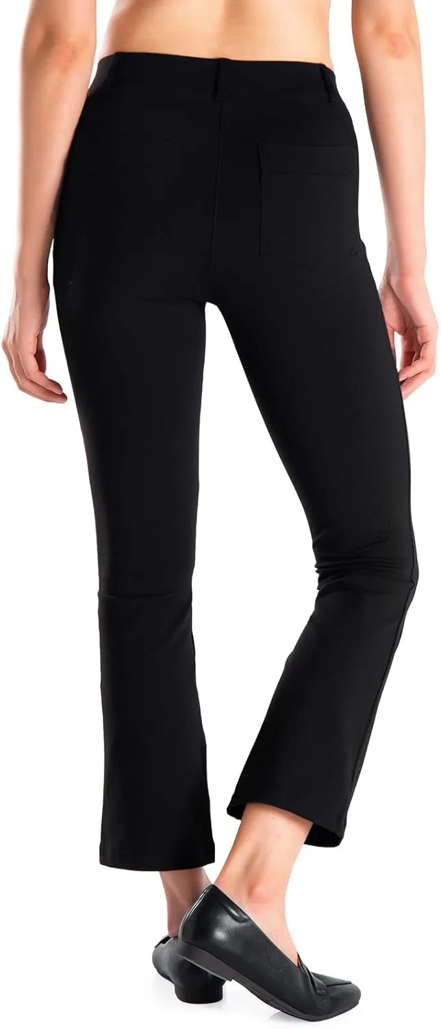 Yogipace,Belt Loops,Women's Petite/Regular/Tall Flare Cropped Yoga Dress Pants Capris Stretchy Work Ankle Pant
