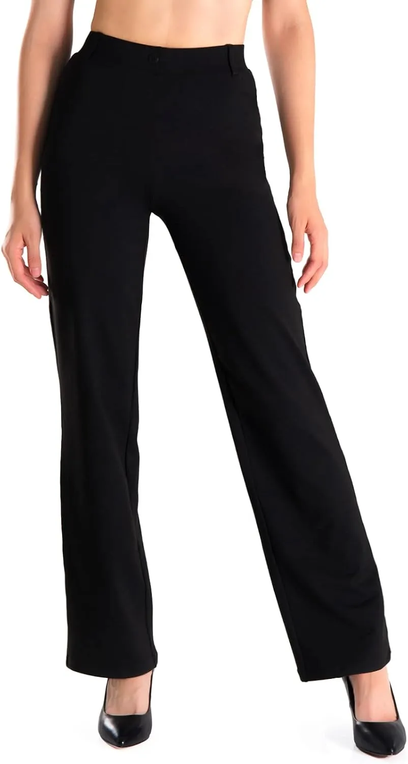 Yogipace,Belt Loops,Women's Petite/Regular/Tall High Waisted Stretchy Straight Leg Relaxed Fit Yoga Dress Pants for Work